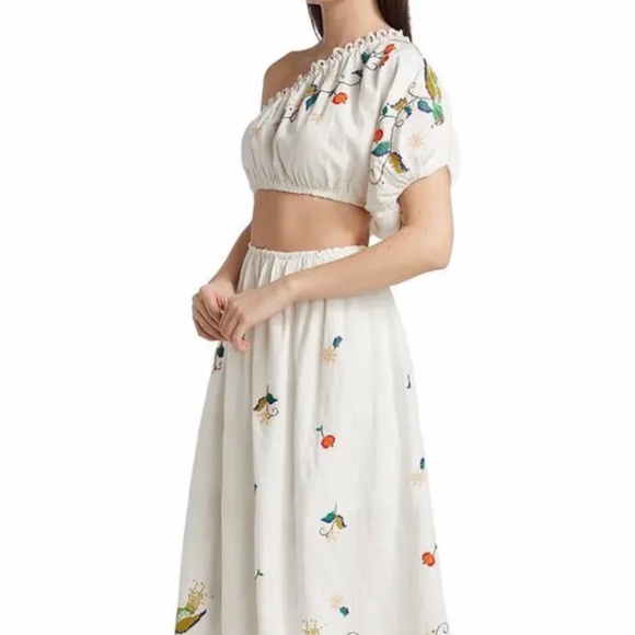 FARM RIO Pitanga Embroidery One Shoulder Cut Out Maxi Dress - Picture 10 of 16